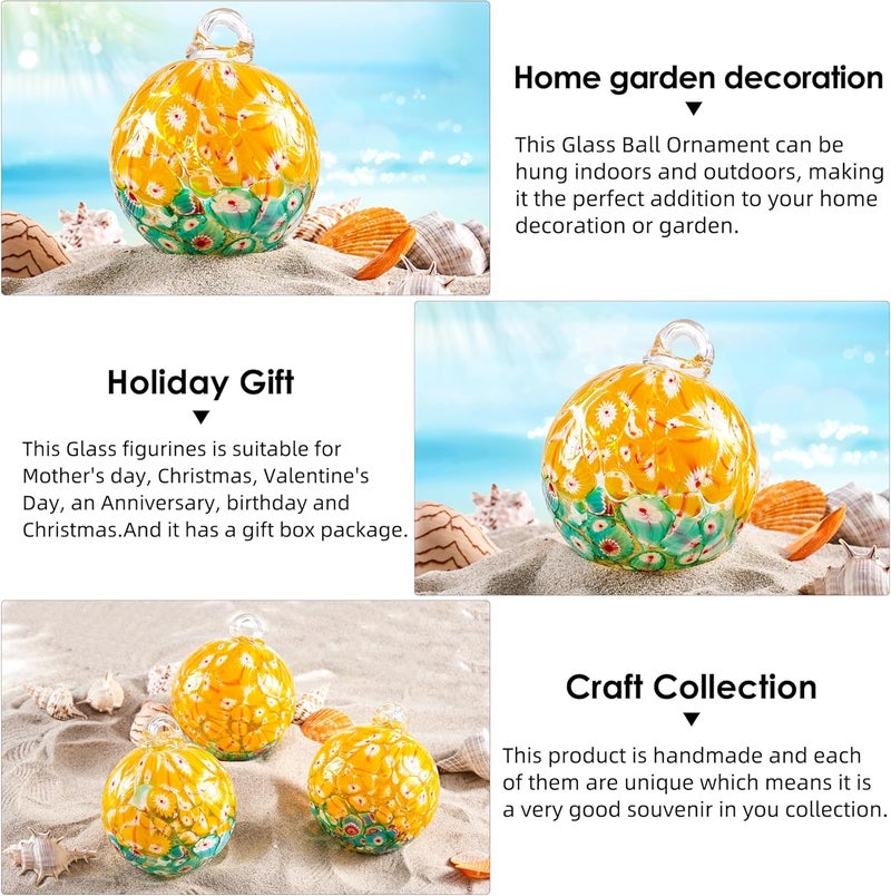 EUSTUMA Hand Blown Glass Witch Ball,Glass Ball Ornament Hanging Garden Gazing Ball Indoor Outdoor Home Décor. (6) - Image 3